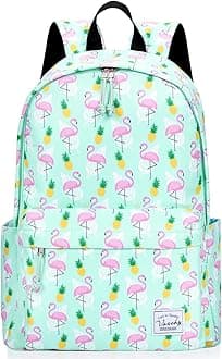 VASCHYSchool Backpacks for Girls,Vaschy Cute Lightweight Water-Resistant 14in Padded Sleeve in Pineapple Flamingos