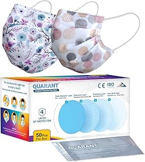 QUARANT Meltblown - Dual SMMS Fabric 4 Ply Designer Protective Face Mask with Nose Clip and Reusable Travel Pouch, Fashion That's Safe (Spring Combo, Pack of 50) for Unisex