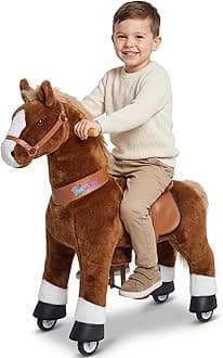 PonyCycle Ride on Horse Pony Kids Ride on Toys No Battery Required Classic Model U (with Brake/ 36" Height/Size 4 for Age 4-7) Riding Horse Walking Horse Toy Plush Brown Ux424
