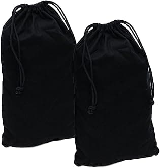 2 Pack Black Duster Flannel Boot Pouch with Drawstring Closure
