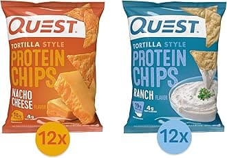 Nutrition Tortilla Style Protein Chips Bundle, Ranch & Nacho Cheese, Baked, High Protein, Low Carb, Gluten Free, 1.1 oz, 24ct