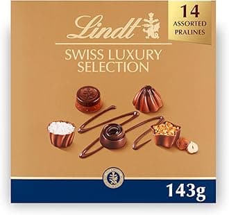Lindt Swiss Luxury Selection – 143g Small Gift Box – 14 Assorted Pralines – Mothers Day, Easter, Gift for Him & Her