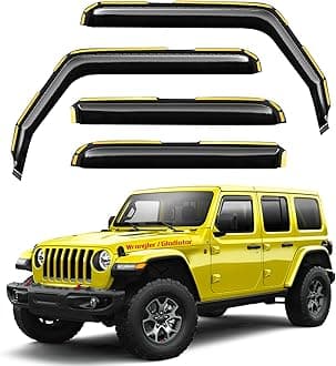 in-Channel Window Rain Guards Fit for Jeep Wrangler JL 2018-2026/Gladiator 2020-2026 Extra Durable Rain Guards Window Deflectors Vent Visors Vent Shades Visor Car Accessories