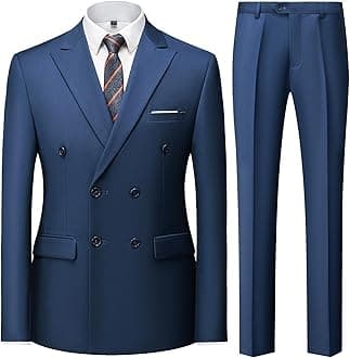 Mens 2 Piece Slim Fit Suit Casual Business Wedding Dinner Tuxedo for Men Classic Blazer Trousers Set