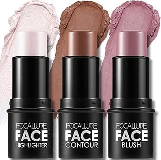 3 Pcs Cream Contour Sticks,Shades with Highlighter & Bronzer & Blush,Non-greasy Long-wear Face Contouring Pen,Easy to Sculpt the Face and Create a Lightweight Finishing Makeup,UNIVERSAl