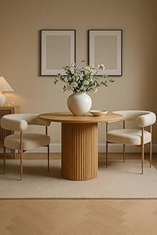 Round Wooden Dining Table – Solid Wood Dining Table for 4 Seater Table for Kitchen, Dining Room & Restaurant Natural Finish | Sturdy & Elegant Design (Only Table)