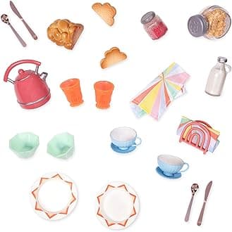 Glitter Girls – 14-inch Doll Breakfast Set – Play Food, Tea Kettle, & Table Setting Accessories – Toys for Kids Ages 3 and Up
