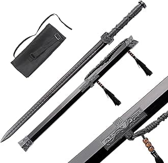 Chinese Han Sword Polypropylene Long Sword with high Toughness Training Samurai Knife Training Sword(Chinese Dragon Pattern Han Sword)