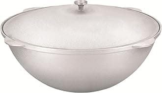 Cast Aluminum Asian Cauldron with Lid Aluminum Kazan, Dutch Oven Pot, Camping Cookware Kitchen Pot, Oven Safe Caldero, Gray (23.2 Qt (22 L))