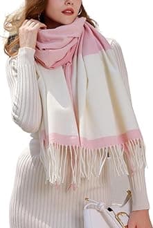 Wander AgioWomen's Fashion Scarves Long Cashmere Like Shawl Winter Warm Knit Large Tassel Plaid Scarf