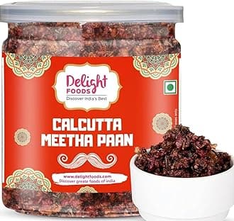 Delight Foods Calcutta Meetha Paan Mukhwas | Mouth Freshener & Digestive, After-Meal Snack | Made with Gulkand & Betel Leaf, Fennel | No Supari | Sweet Paan mix & Refreshing (Pack of 300g)