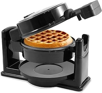 Elite Gourmet EWM460 Nonstick Rotating Flip Belgian Waffle Maker, 1.25-Inch Thick Waffles, Hash Browns, Keto, Snacks, Sandwich, Eggs, Easy to Clean, Black, 5 Inch