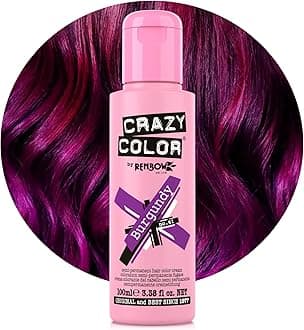 Crazy Color Vibrant Burgundy Semi-Permanent Hair Dye. Highly Pigmented Purple Wine Conditioning & Oil Nourishing Vegan Formula | No Bleach or Ammonia | 100ml