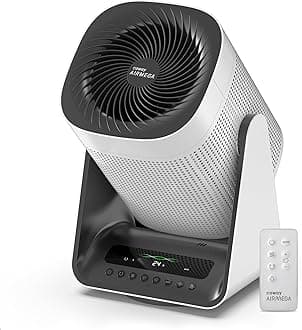 Air Purifier for Home Bedroom, 2-in-1 with Fan, Particulate Filter for Smoke, Allergies, Pet Dander, Odor, Air Quality Monitor, Auto Mode, Remote Control, Timer, 3-Year Warranty, Aim, White