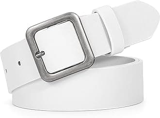 XZQTIVE Women’s Leather Belts for Jeans Pants Dresses Fashion Ladies Black Belt with Square Buckle