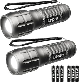 LED Flashlights High Lumens, Small Flashlight, Waterproof, Adjustable Focus Flash Light for Outdoor, Emergency, Camping, AAA Batteries Included, 2 Pack