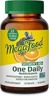 Women's One Daily Multivitamin - with Iron, B Complex, Vitamin C, Vitamin D, Biotin and More - Plus Real Food - Immune Support Supplement - Bone Health - Vegetarian (30 Tabs, Women's 40+)