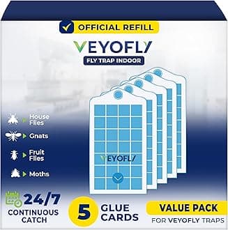 VEYOFLY Fly Insect Trap Refill, Insect Catch on Adhesive Paper, Indoor Fly Trap, Flea Trap, Safe Home, Mosquito Trap and Indoor Fly Traps (Pack of 5)