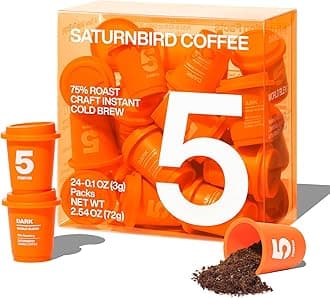 Saturnbird Instant Coffee Pods, Dark Roast, 100% Arabica, Freeze-dried Coffee without Machine, Brew with Hot/Cold Water or Milk, 24 Count (NO.5)