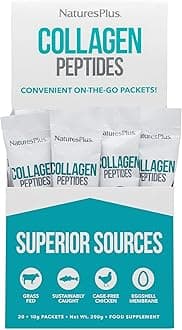 NaturesPlus Collagen Peptides Powder Sachets - Ethically Sourced, 6 Types Hydrolysed Collagen Supplement with Vitamin C for Skin, Cartilage, Immunity - Sustainable, Gluten Free - 20 Stick Packets