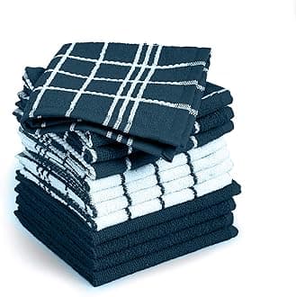 HomeLabels Kitchen Towels and Dish Towels for Kitchen 15"x25" Pack of 12 100% Cotton Dish Cloths for Drying Dishes Dobby Weave Design Highly Absorbent and Machine Washable Kitchen Dish Towel Turquoise