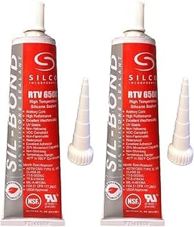 Silco Incorporated RTV 6500 Sil-Bond 2.8 fl.oz High Temperature Silicone Adhesive, Red (2)