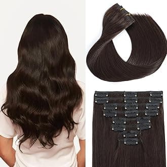 Dark Brown Clip in Hair Extensions Real Human Hair 8Pcs 22 Inch Remy Virgin Straight Human Hair Clip in Extensions 75g Double Weft Seamless Invisible Real Hair Extensions Clip ins Human for Women