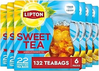 Family-Sized Black Iced Tea Bags, Southern Sweet Tea 22 ct (Pack of 6)