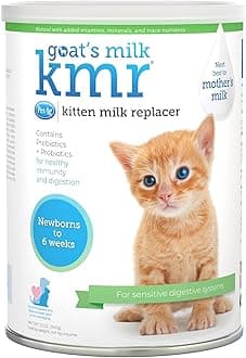 PetAg Goat’s Milk KMR Kitten Milk Replacer Powder - 12 oz - Powdered Kitten Formula with Prebiotics, Probiotics & Vitamins for Kittens Newborn to Six Weeks Old - Easy to Digest
