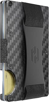 Hayvenhurst Wallet For Men - Reinvented Design Men's Wallet - Slim, Minimalistic & Seamless, Blocks RFID Scanners with a Cash Strap (Carbon Fiber)