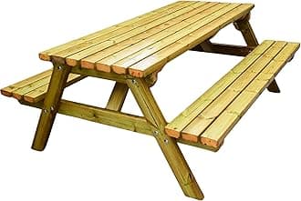 MG Timber Heavy Duty Premium, A-frame Picnic table, Bench. Made From Pressure Treated Swedish Redwood (7FT, Square Corners)