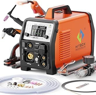Multifunctional Welder Plasma Cutter Combo, 200A 220V Aluminum Pulse MIG/Gas/Flux Core MIG/HF TIG/ 40A Plasma Cutter/Stick/Spot with 2T/4T, Synergy, Large Digital Display