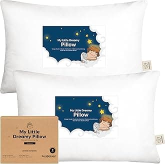 KeaBabies 2-Pack Toddler Pillows 2 Year Old to 5-13x18 Soft Organic Cotton Kids Pillow for Sleeping, Travel, School, Daycare, Nap, Toddler Bed, Machine Washable, Without Pillowcase (Soft White)