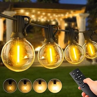 Outdoor String Lights 150ft Garden Festoon Light Mains Powered Shatterproof G40 LED Bulbs Waterproof Hanging Patio Lighting for Indoor Outside Gazebo Pergola Backyard Balcony Cafe Party