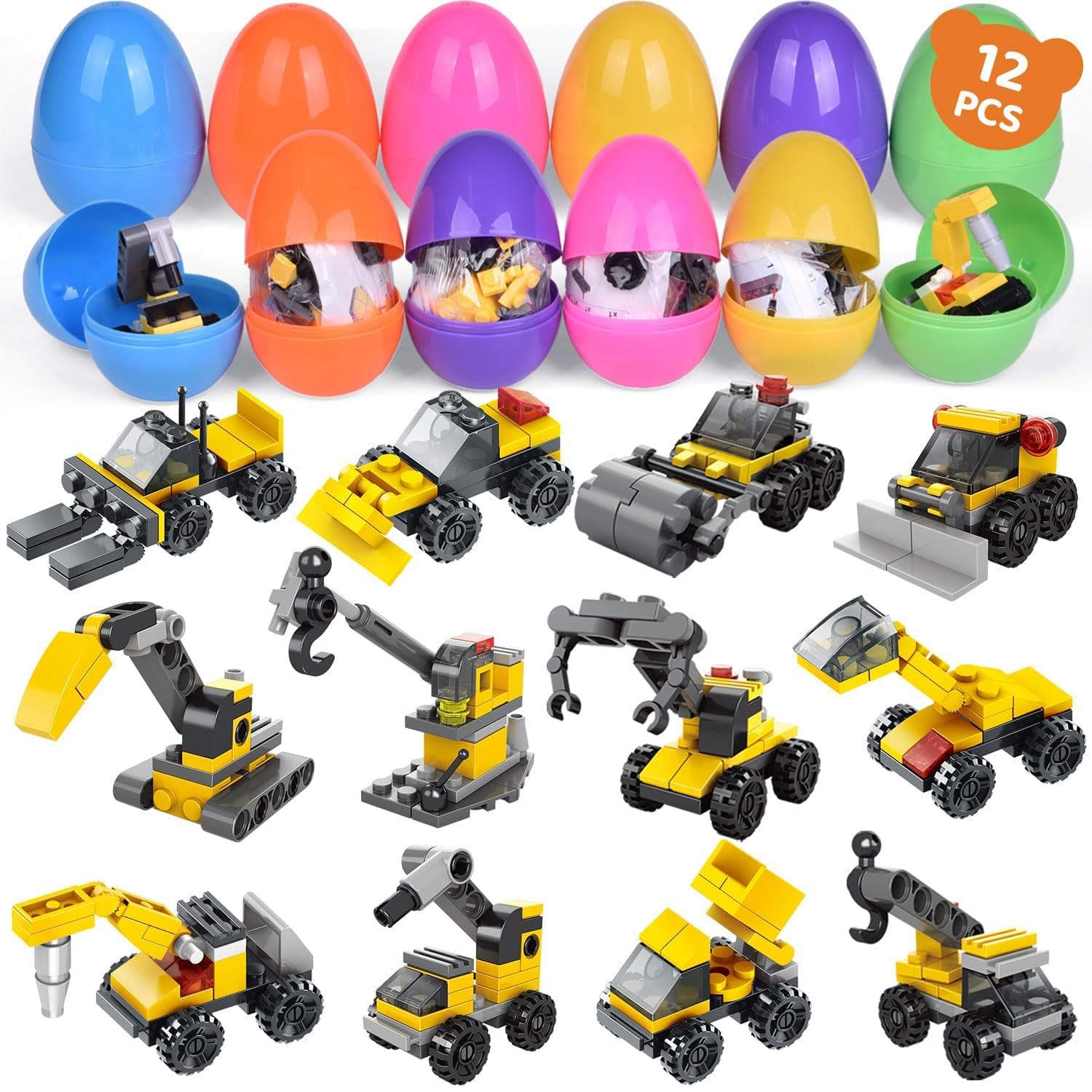 - FUN LITTLE TOYS 12PCS Building Blocks Easter Eggs for Easter Egg Hunt Easter Basket Stuffers for Kids
