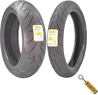 Pirelli Diablo Rosso II 120/70 ZR 17 M/C (58W) TL (K) Front & 190/55 ZR 17 M/C (75W) TL Rear Motorcycle Tires- Sport Performance for Road Use Tire Set with Keychain