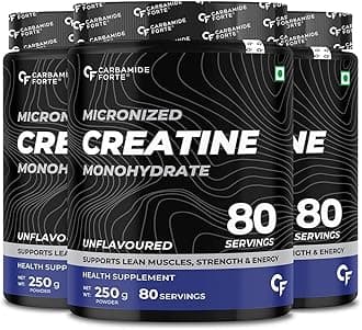 Micronised Creatine Monohydrate Powder | Monohydrate Creatine Supplement for Lean Muscle Volumization, Strength & Energy | Unflavoured - 83 Servings - 250g (Pack of 3)