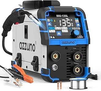 AZZUNO MIG Welder 135Amp 110V, 3 in 1 Gasless Flux Core MIG Welder/Lift TIG/Stick Welding Machine, Wire Feed Welder with Synergic Control