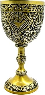 8oz Solid Brass Chalice Goblet with Brass Antique Finish, Cup for Communion, Religious Ceremonies, Wedding, Home Decor
