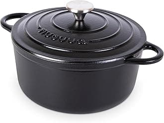 Enamelled Cast Iron Dutch Oven Pot with Lid – 5 Quart Casserole Dish – Ceramic Dutch Oven for Bread Baking, Roasting, Braising & Stews – Oven Safe up to 500°F – 24cm Black