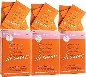 BUSYCORefresh Line Body Wipes for Women - Pack of 3 (10ct) Fresh Citrus Body Wash Wipes & Armpit Wipes - Zero-Waste Gym Wipes & Cleansing Wipes - No Rinse Bathing Wipes for Adults