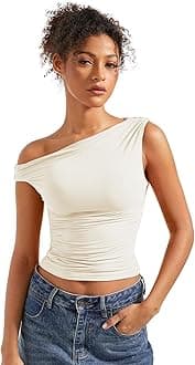 Women Off Shoulder Tops Sleeveless Shirts Y2K Going Out Crop Tank Top