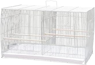 Vsell24 Light Weight Hanging Bird Cage For Small And Medium Birds Parakeets, Parrot, Cockatiels, Canary, Finch, Budgie, Lovebirds Bird Cage Divided Into Two 60X42X41cm