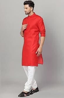 Enmozz® Red Cotton Plain Men's Ethnic Simple Kurta Only