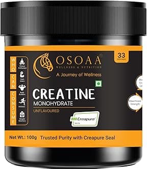OSOAA 100% Creapure from Germany, Micronized Creatine Monohydrate Powder - 100g | 3g Creatine/Serving | Pre/Post Workout Supplement for Muscle Repair & Recovery | Supports Athletic Performance & Power