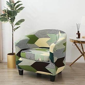 Printed Club Chair Slipcover, 2 Piece Stretch Tub Chair Cover Barrel Chair Covers Washable Armchair Chair Slipcovers Aiti-Slip Furniture Protector (I)