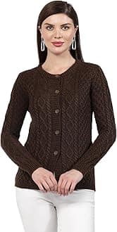 Kalt Women Sweater for Winters Woolen Acrylic Full Sleeve Round Neck Cable Design Cardigan Sweater for Women Winter Woollen Stylish