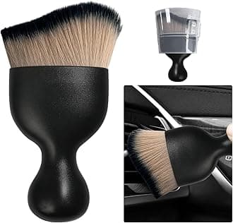 Ziciner Car Detailing Brush, Curved Soft Bristles Auto Removal Dust Collectors, Universal Vehicle Dashboard, Air Conditioner Vents etc Interior Cleaning Tool Accessory (Brown/Black