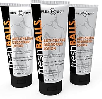 Fresh BALLS Lotion - Anti-Chafing Men's Soothing Cream to Powder Deodorant and Hygiene for Groin Area, 3.4 fl oz (Pack of 3)