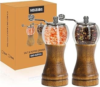 VEIZIBEE Pepper Mills, Classical Roast Black Manual Pepper Grinder Set